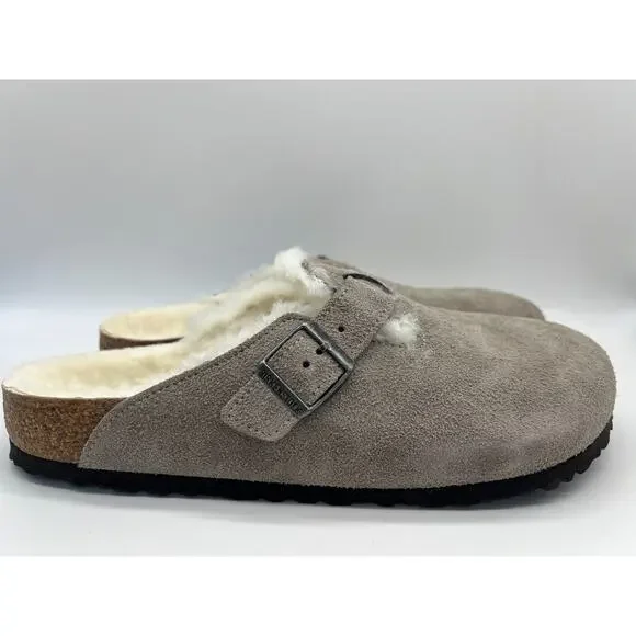Birkenstock Boston Shearling Stone Coin Suede Leather Men's Size 12 New